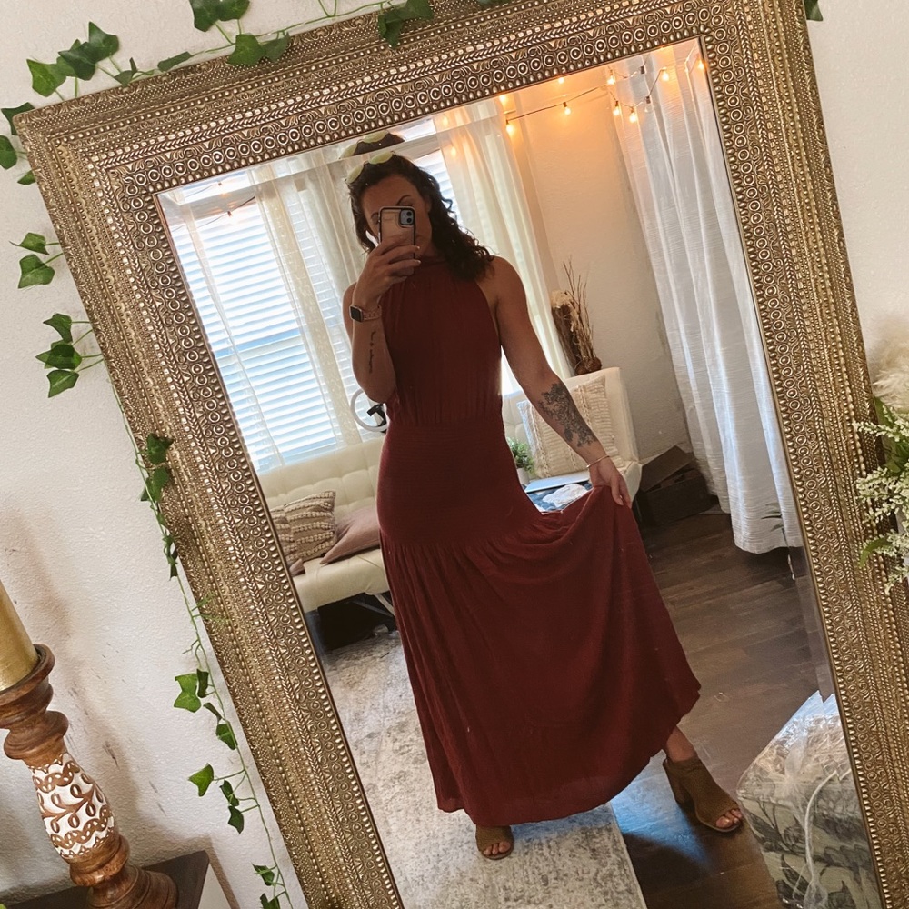 Brand new floor length burnt red halter dress - Picture 4 of 4